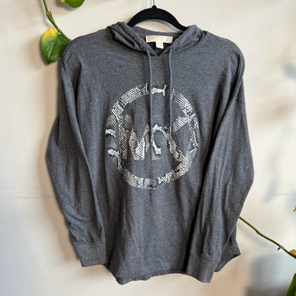 MICHAEL KORS GREY LIGHTWEIGHT HOODIE 20” PTP